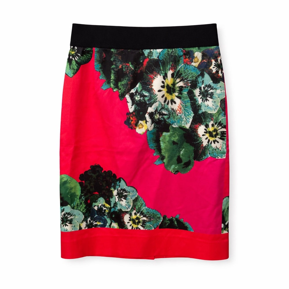 Carlisle Pink Green Floral Pencil Skirt Luxe Statement Cocktail Skirt